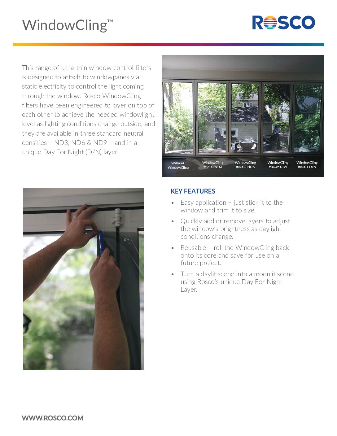 WindowCling Neutral Density Filters from Rosco 60"X25' - Image 4